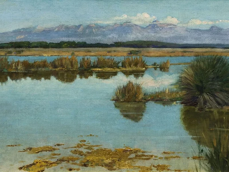 1855-Clemente Origo - Paesaggio lacustre